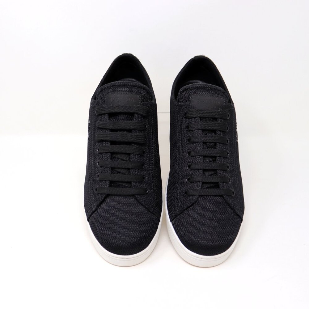 Prada 41 Black Sneaker Mesh Knit Fabric 3E6187 - Picture 6 of 12